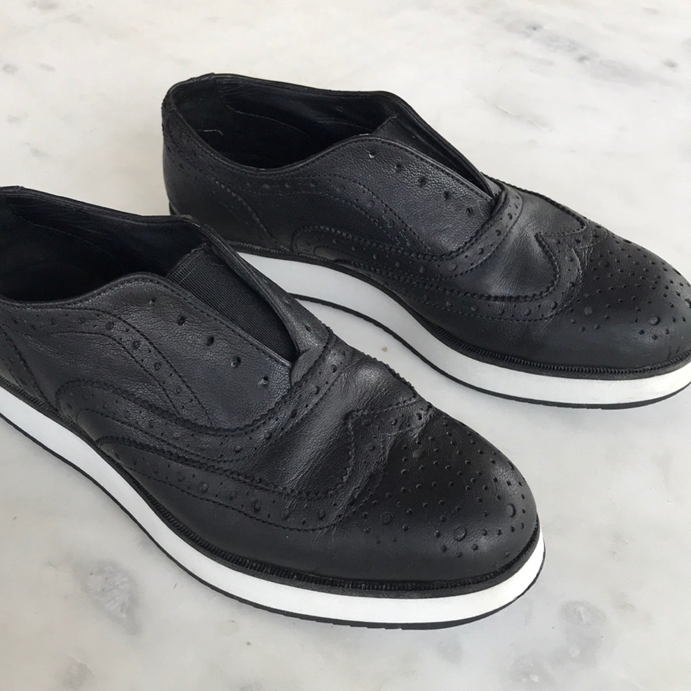 rag & bone black leather brogue shoes